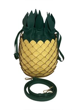 Kate Spade Yellow & Green Leather Pineapple Bucket Crossbody Novelty Kitsch Bag